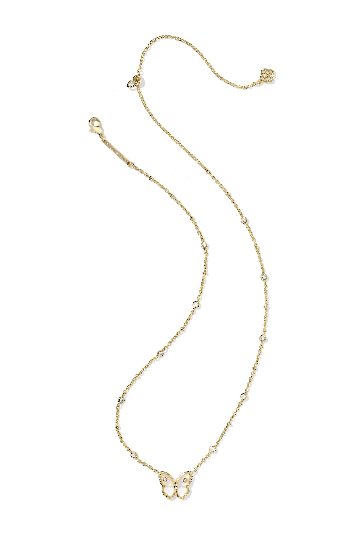 Cailey Butterfly Gold Short Pendant Necklace Ivory Mother Of Pearl